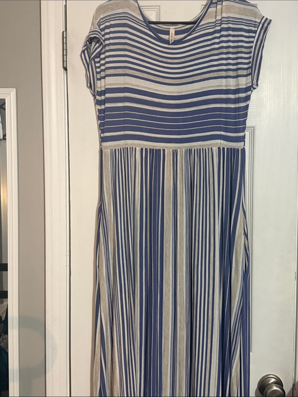 Striped blue and tan Maxi Dress